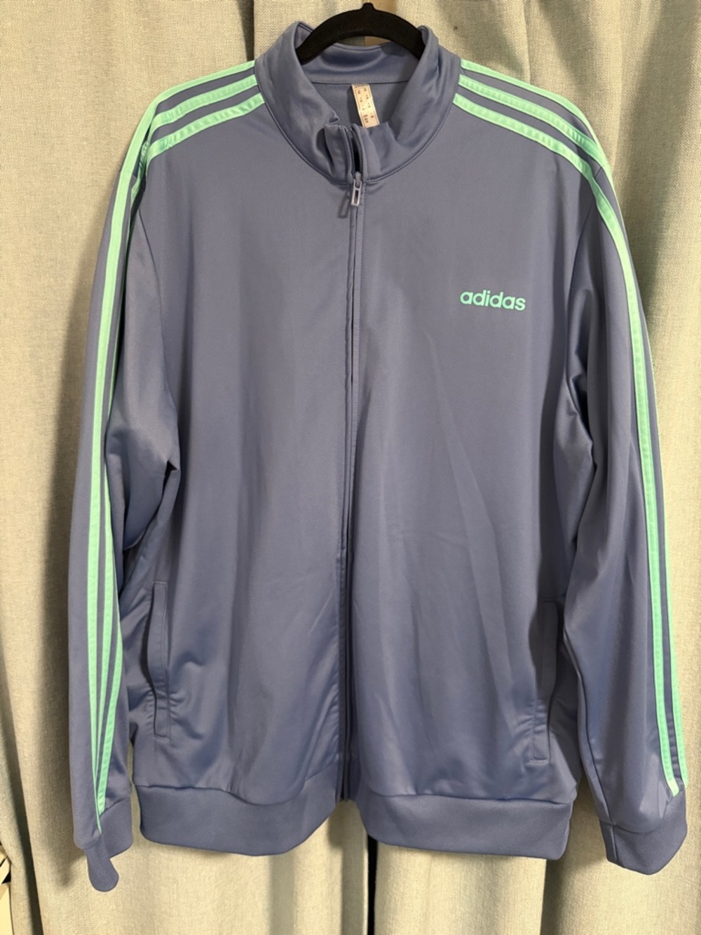 adidas Light Blue Track Jacket with Mint Green Stripes 2xl